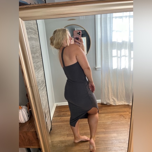 Heartloom Tricia Dress Grey Ribbed Midi One Shoulder XS - Picture 6 of 10